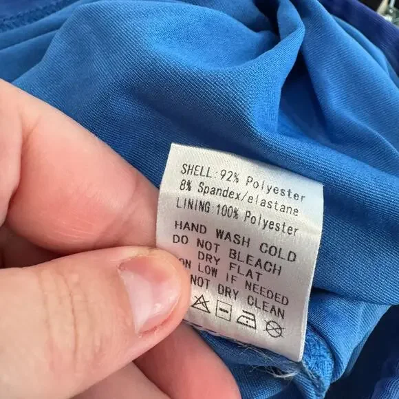 Akira Aqua Babe Mesh Printed Midi Dress BodyCon Size Small Form Fitting Blues - Picture 14 of 14